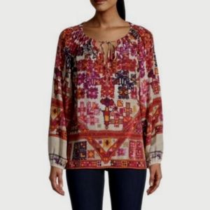 KOBI HALPERIN Romina Ikat Printed Silk Blouse Size XS